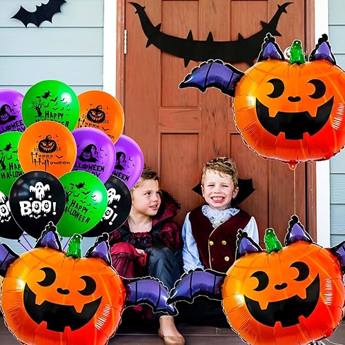 Miniatura 76 de Globos de aluminio de Halloween, globos de cumpleaños de Halloween, número 1, araña, momia, calabaza, murciélago, fantasma, globos para decoración