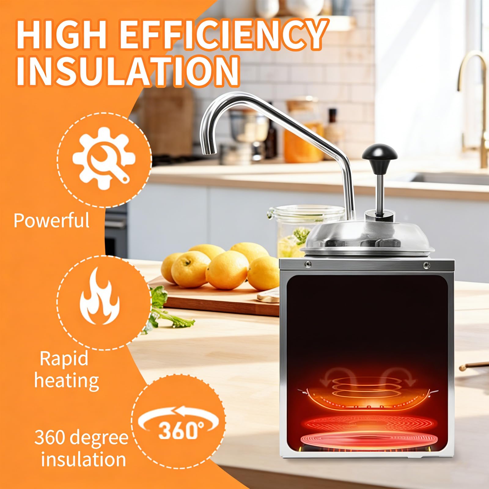 Calentador de dulces calientes máquina eléctrica para derretir salsas con bomba, temperatura ajustable, dispensador de queso nacho para dulces calientes y salsas de caramelo, perfecto para fiestas