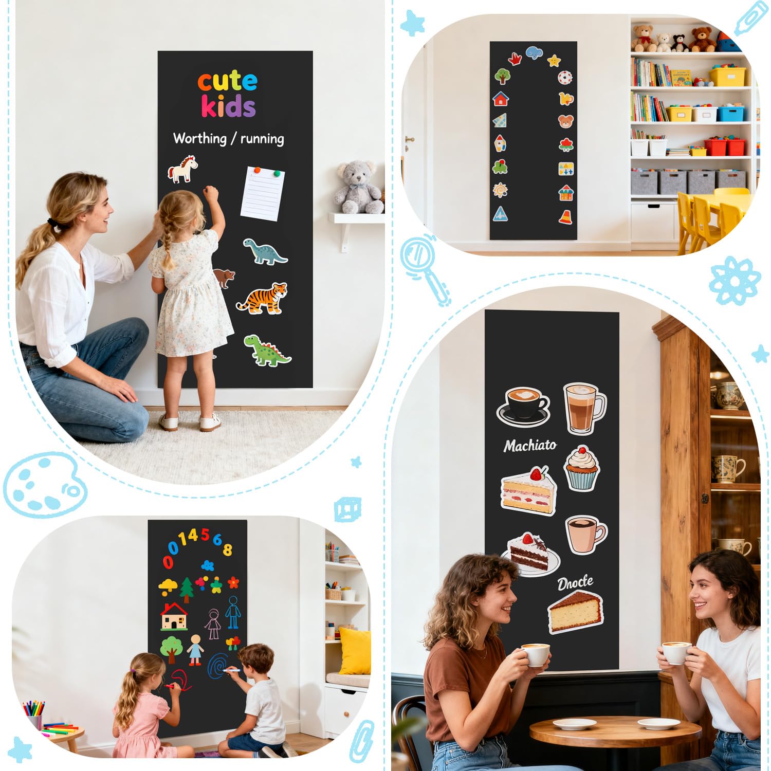 FOTSHARER Adesivo magnetico da parete rettangolare magnetico lavagna 120 x 45 cm carta da parati carta da parati rotolo lavagna per sala giochi e aule