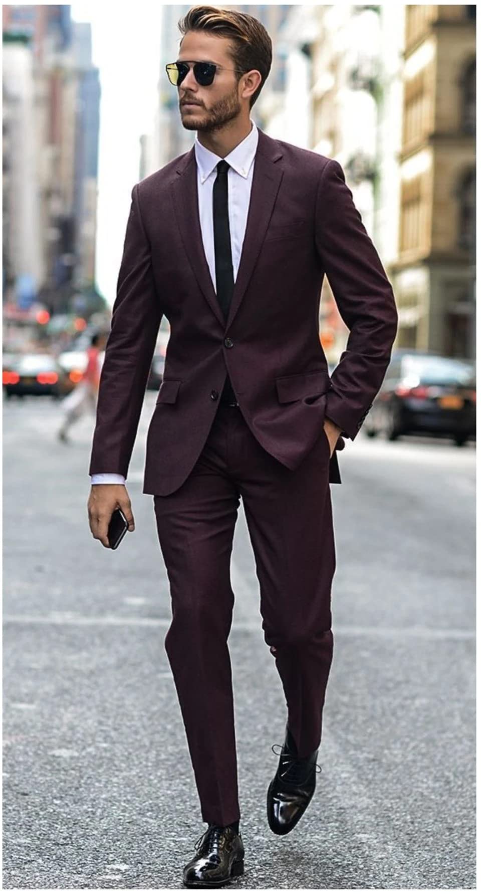 Uomo Due Bottoni Vestito Notch Risvolto Smoking Giacca Pantaloni Cena Prom