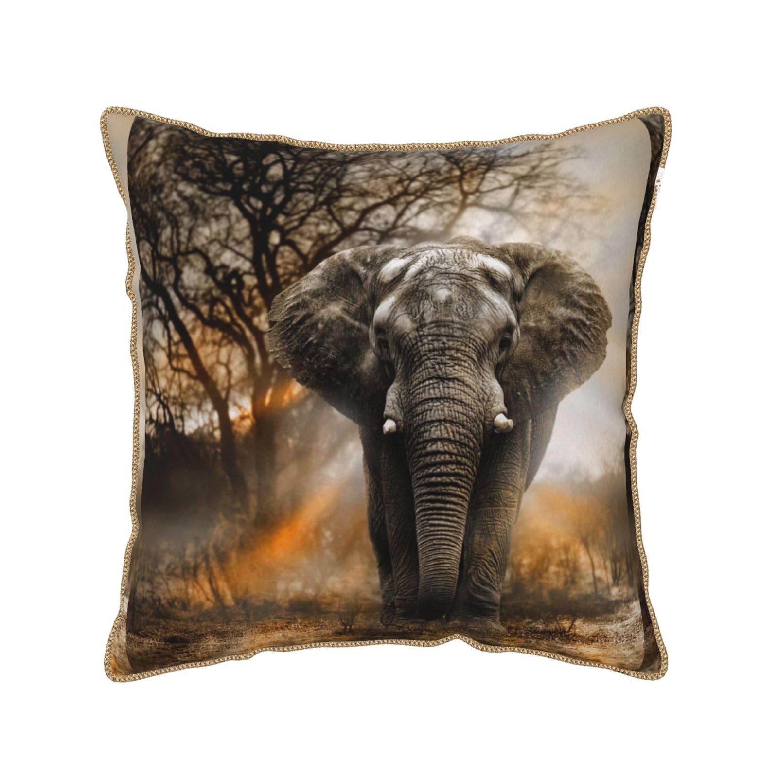 Housse de coussin en velours grand éléphant d'Afrique