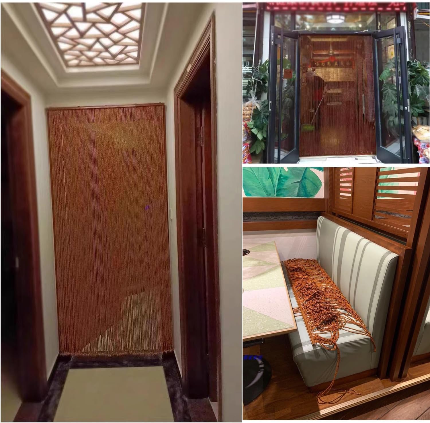 Panel zasłonowy z koralików sznurkowych wiszące bambusowe zasłony z koralików rolety dzielące pokój dekoracyjny ekran do drzwi(70 strands-70x140cm)