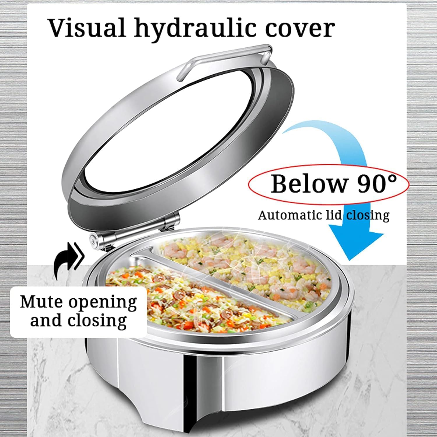 6l Round Buffet Hot Pot, Buffet Stainless Steel Heater, Party Hot Pot Electric Buffet Heater Kit, Hydraulic Cover,