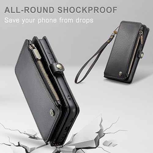 Miniatura 6 de Defencase Funda para Galaxy A32 5G, bloqueo RFID para Samsung Galaxy A32 5G, cartera para mujeres y hombres con tarjetero, cierre magnético, funda