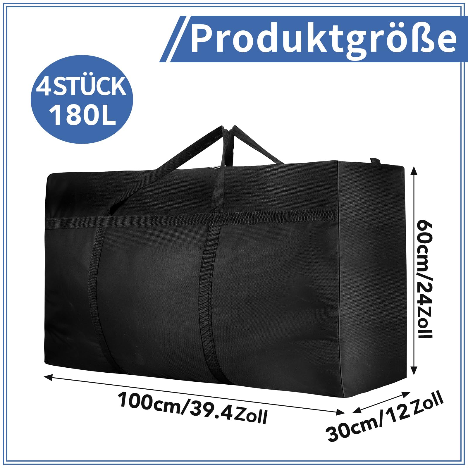 Dntorx 4 bolsas de almacenamiento extragrandes de 180 l, Oxford 600D, resistentes con cremallera, asa, impermeables, para edredones, ropa, ropa de cama