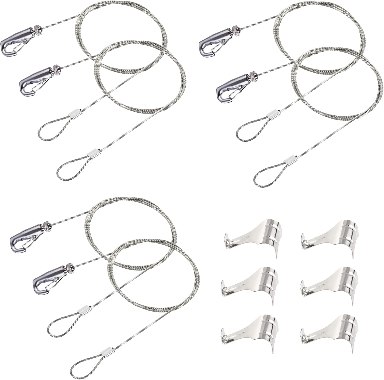 IDGGDI 6 Pack Picture Rail Hooks and Wire Hanging System, 6.5 Ft Wire Cables, Adjustable Hooks IDGGDI 6 Pack Picture Rail Hooks and Wire Hanging System, 6.5 Ft Wire Cables, Adjustable Hooks