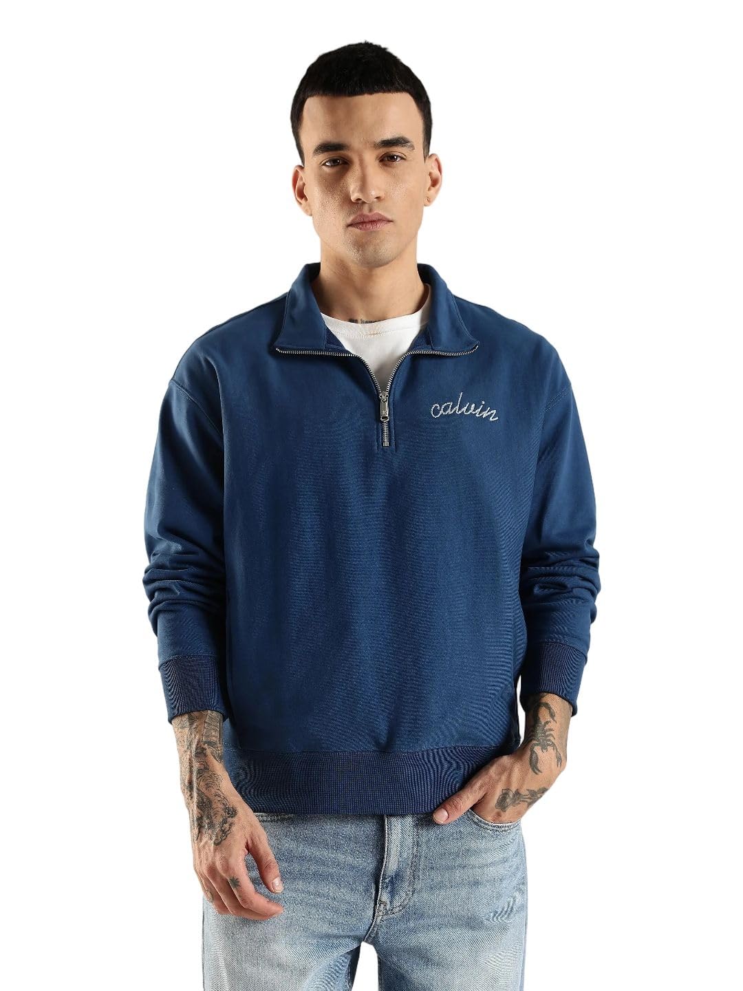 Regular Fit Cotton Hooded Neck Zip-Front Sweat Shirt-image-4