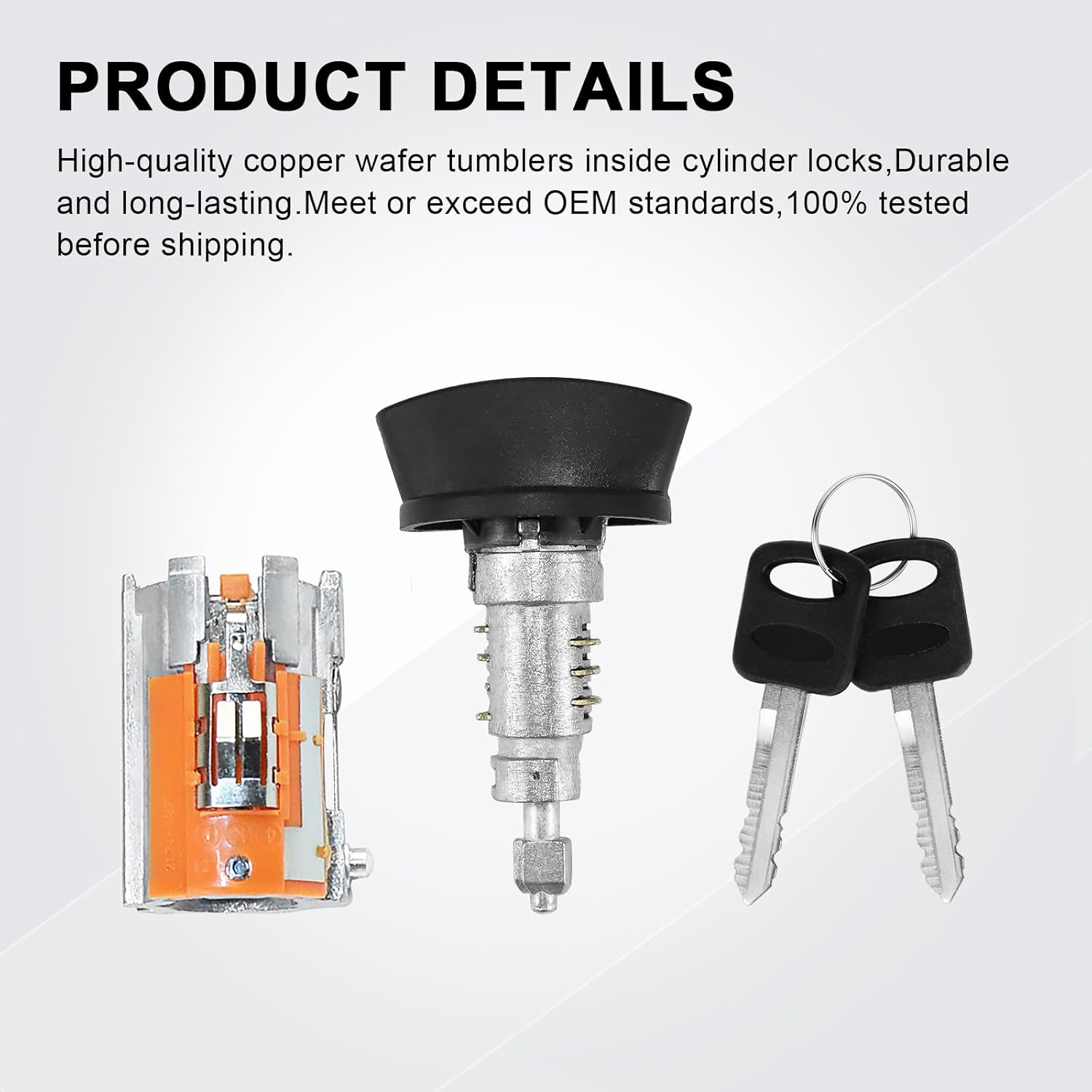 For 1997-2006 Ford Econoline, E-150 E-250 E-350 Vans Ignition Switch Lock Cylinder +4 Chrome Door Lock Cylinder Tumbler Set With 4 Clips With 2 Keys LC6177+703369 X4+597638 X2 (No Chip)
