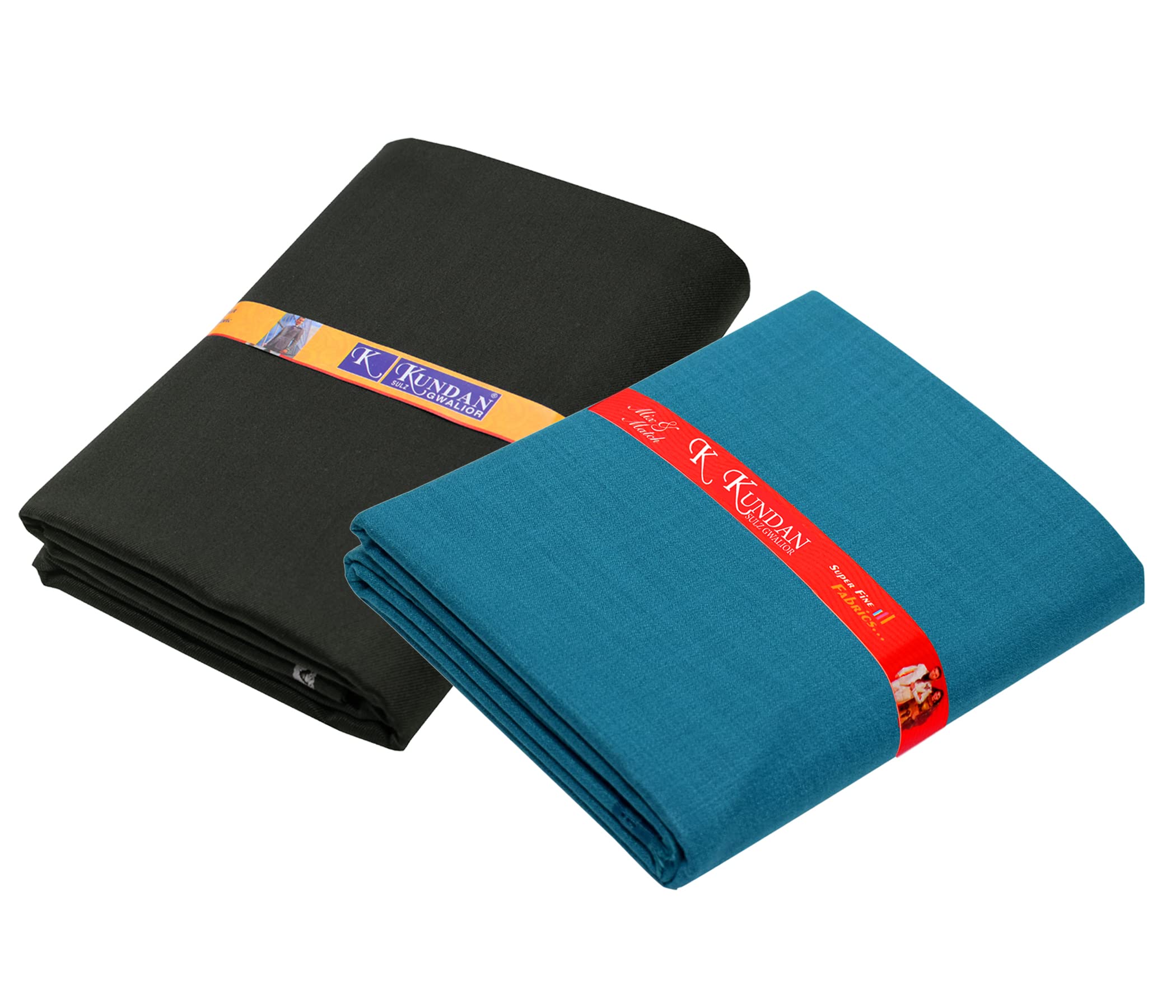 KUNDAN SULZ GWALIOR Men's Dark Grey Color Trouser Fabric & Self Design Pattern Plain Turquoise (Phiroji) Color Shirt Fabric-image-31