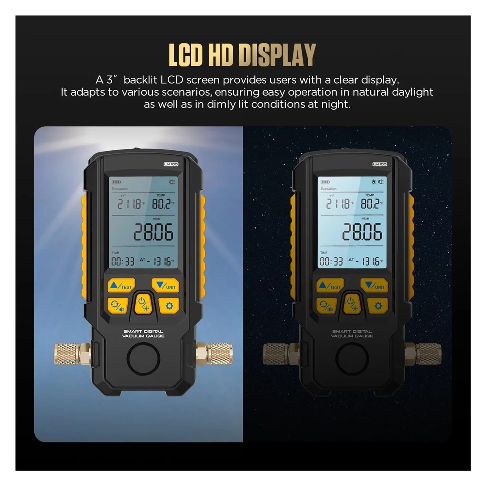Medidor de presión digital inteligente LM100 0 a 2000 mbar con sensor temperatura,Modulación de precisión