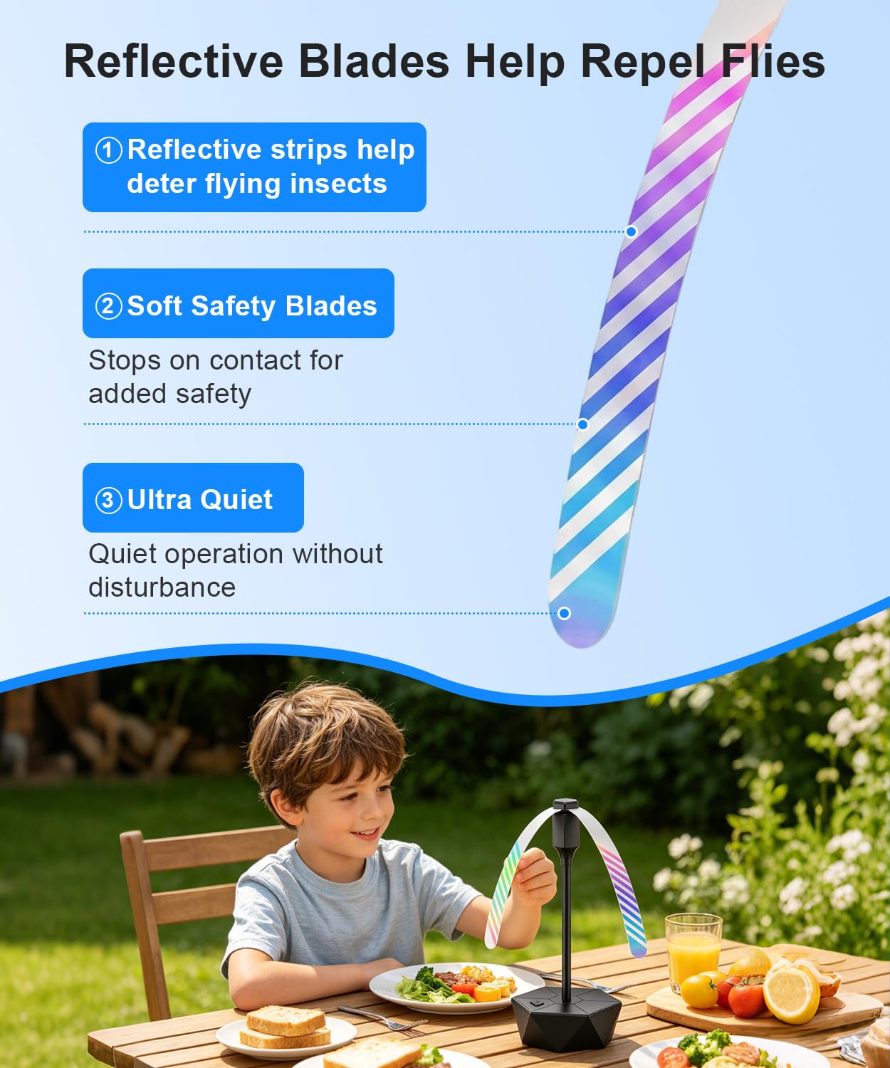 Set di 6 repellenti per mosche senza sostanze chimiche, repellente per mosche e vespe, per tavolo, barbecue e giardino, funzionamento a batteria, scacciamosche