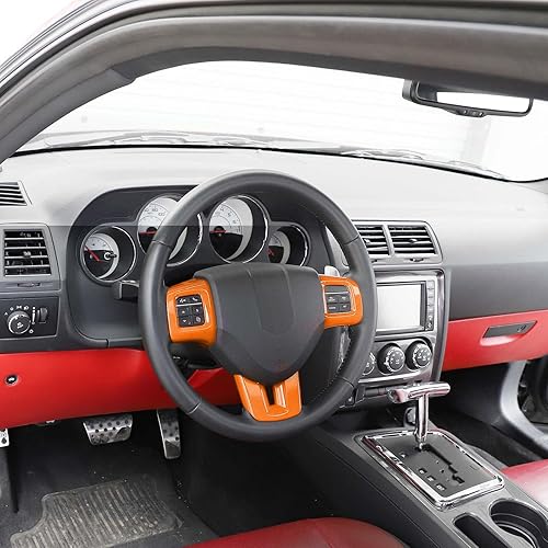 Miniatura 7 de Linskip Moldura para volante compatible con Dodge DurangoDartChallengerCharger 2009-2014 y Journey 2013-2023, funda para volante Durango, accesorios