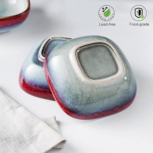 Miniatura 5 de HENXFEN LEAD Cuencos de cerámica para cereales, cuencos cuadrados de 22 onzas para guarniciones, aperitivos, ensalada, avena, sopa, cuencos de