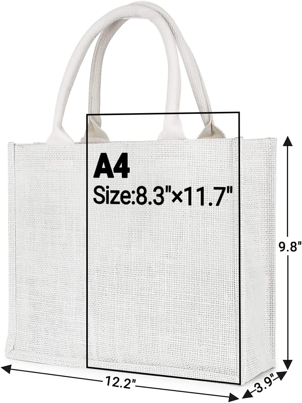 Segarty Tote Bags, 6 Pack Small White Burlap Jute Reusable Canvas Gift Favors Bag with Handles Blank Tote Bulk for Bridesmaid Wedding, Women Market Grocery Shopping, Bachelorette Party, Beach Trip - Image 4