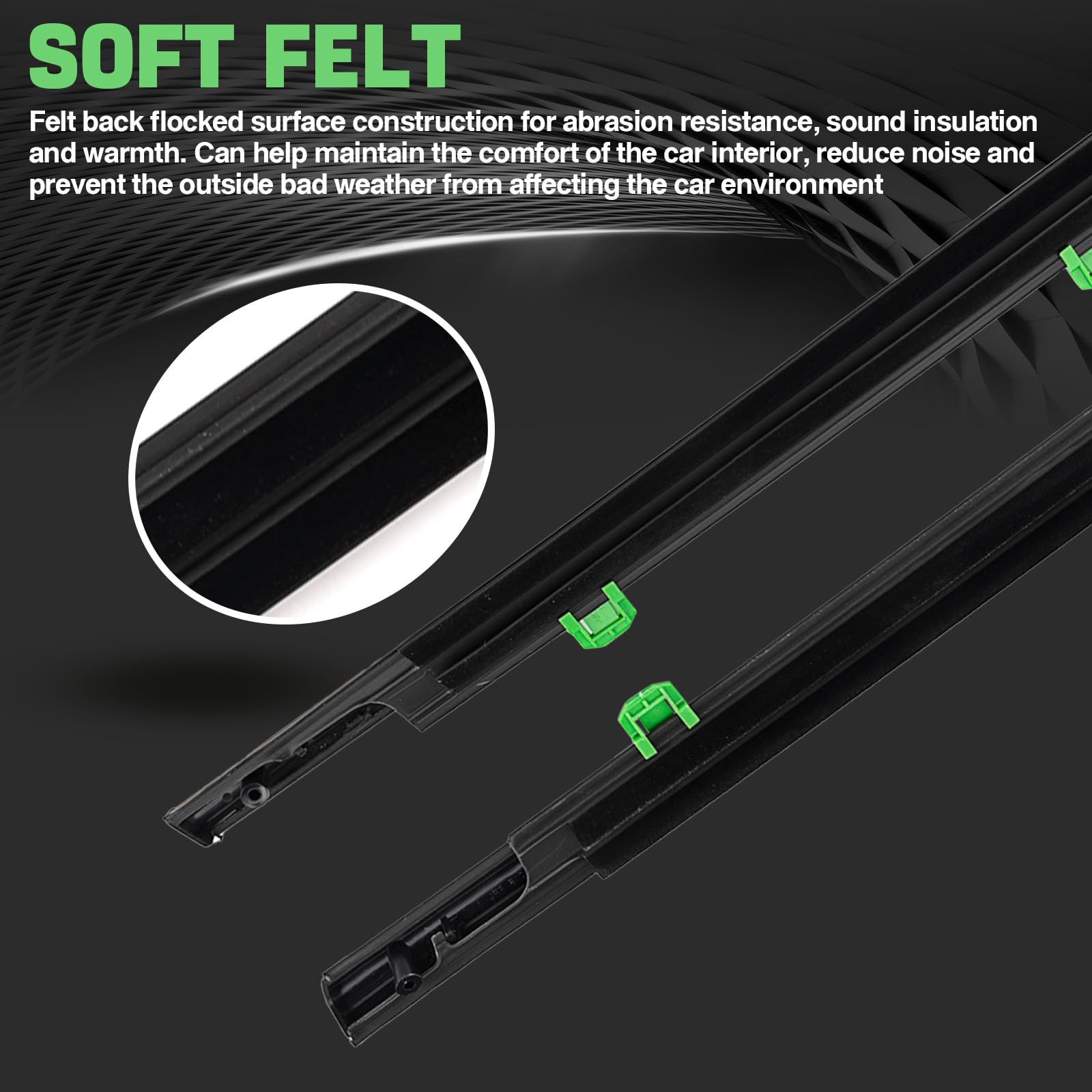 Kit de burlete de fieltro para ventana exterior para Honda CRV CR-V 2012 2013 2014 2015 2016 sustituye a 72450-T0G-A01 72410-T0G-A01 72950-T0G-A01 72910-T0G-A01 (72910-T0G-A01 Cromado)