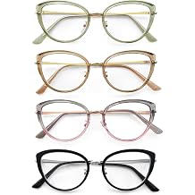 Cat Eye Reading Glasses for Women, Retro Fashion Blue Light Readers for Women with Portable Case, UV Protection