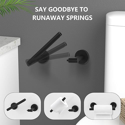 Miniatura 9 de Newfun Soporte de papel higiénico cromado pulido, SUS 304 de acero inoxidable ajustable, doble poste pivotante, soporte de pared para baño