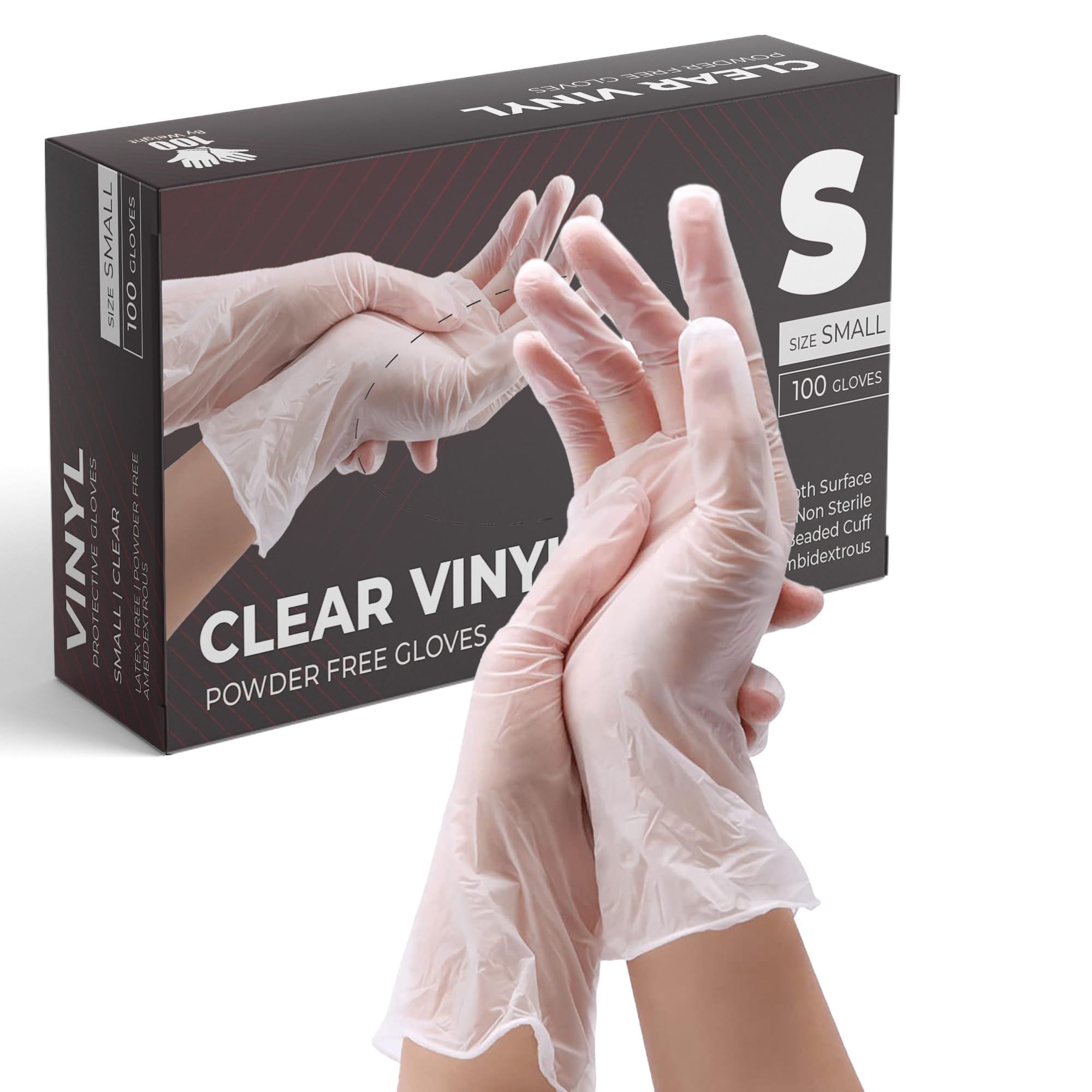 PurGlove Vinyl Multi-Purpose Clear Gloves, Powder Free, Disposable, 100 Pack