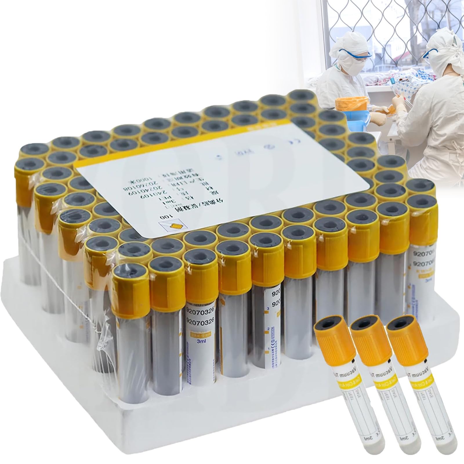 Tubos Extracción Sangre Al Vacío (3Ml/5Ml/10Ml)-Gel Separación Y Tubos Coagulación. 100Tubos Desechables Extracción Sangre Al Vacío Para Separación Suero Y Preparación Prp,3ML