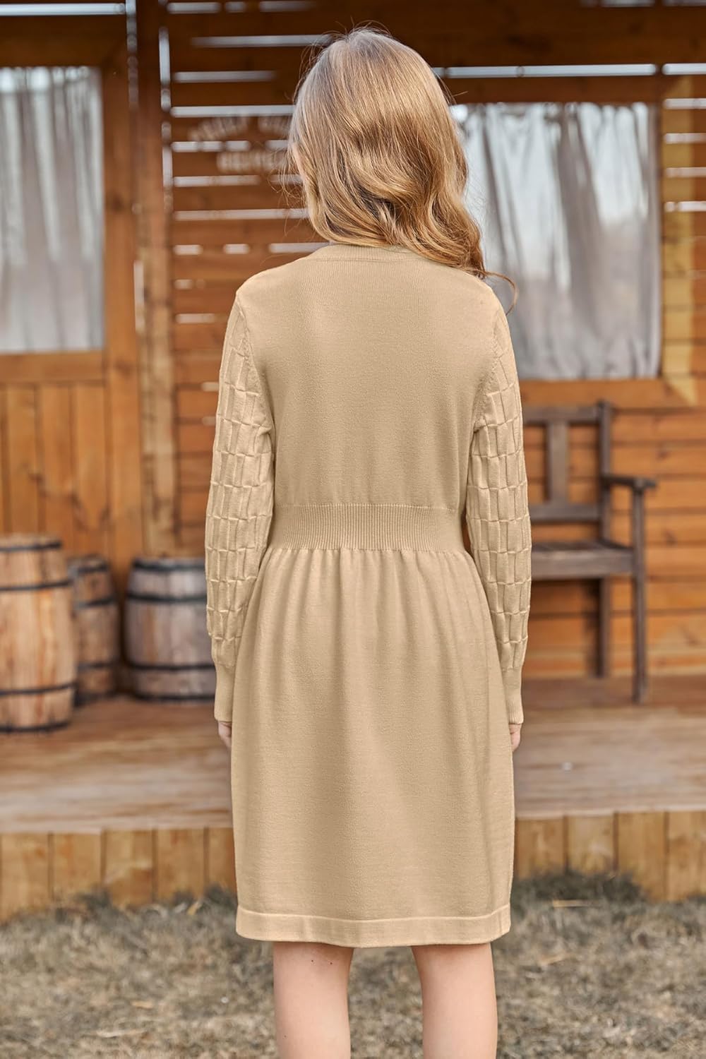 Meikulo Girls Textured Knit Sweater Dress Kids Long Sleeve A-line Fall Dresses 3-12 Years - Image 5