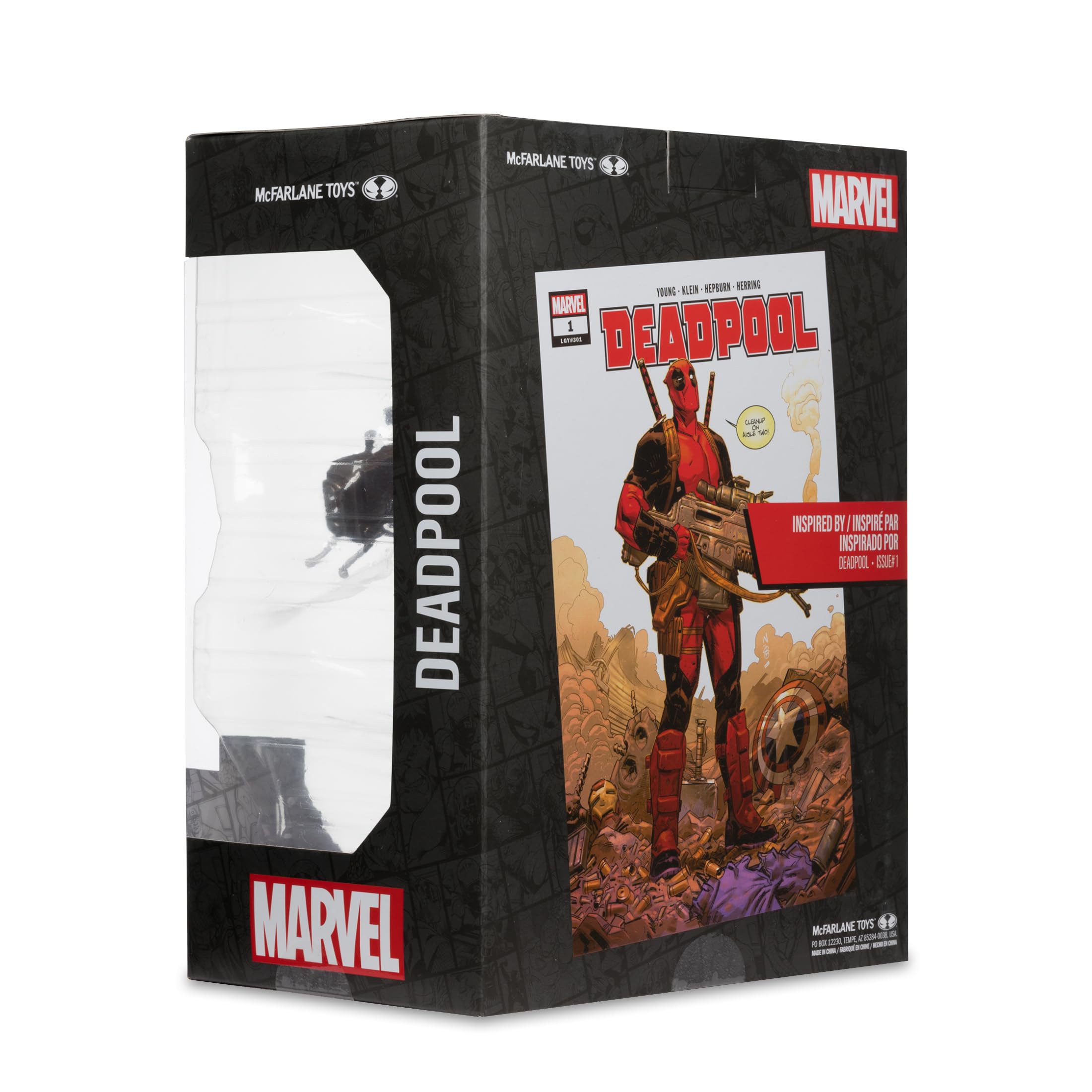 McFarlane Toys - Marvel Deadpool - Coleccionable a Escala 1:6 con Escena y cómic (Deadpool #1) | Figura coleccionable de Marvel de 12 pulgadas, escala 1/6, traje rojo de Deadpool #1