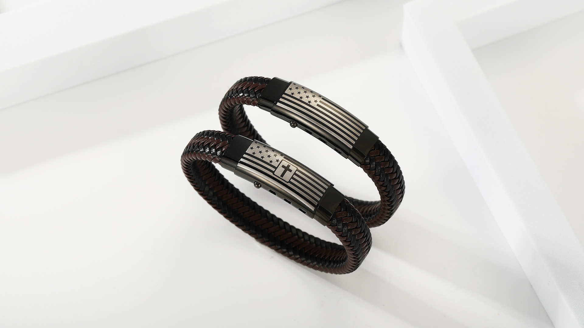 Pulsera de cuero con bandera americana para niños y hombres miniatura 7