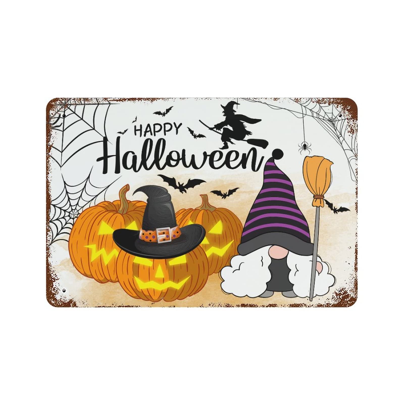 Panneau métal Happy Halloween citrouille plaque décorative extérieure 30x45cm