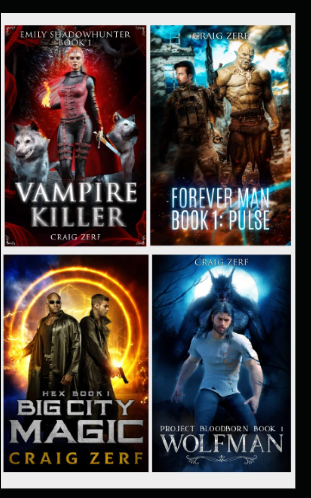 Urban Fantasy Collection - A selection of 4 great books for 1 low price: Hex - Big City Magic, Emily Shadowhunter - Vampire Killer, Project Bloodborn - Wolfman, The Forever Man - Pulse.