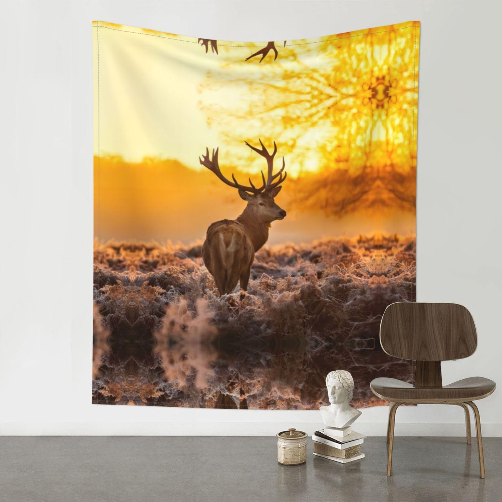 YYHWHJDE Antler Red Deer Prints 60x51in Wall Tapestry – High-Grade Polyester Throw for Dorm, Beach & Home Decor