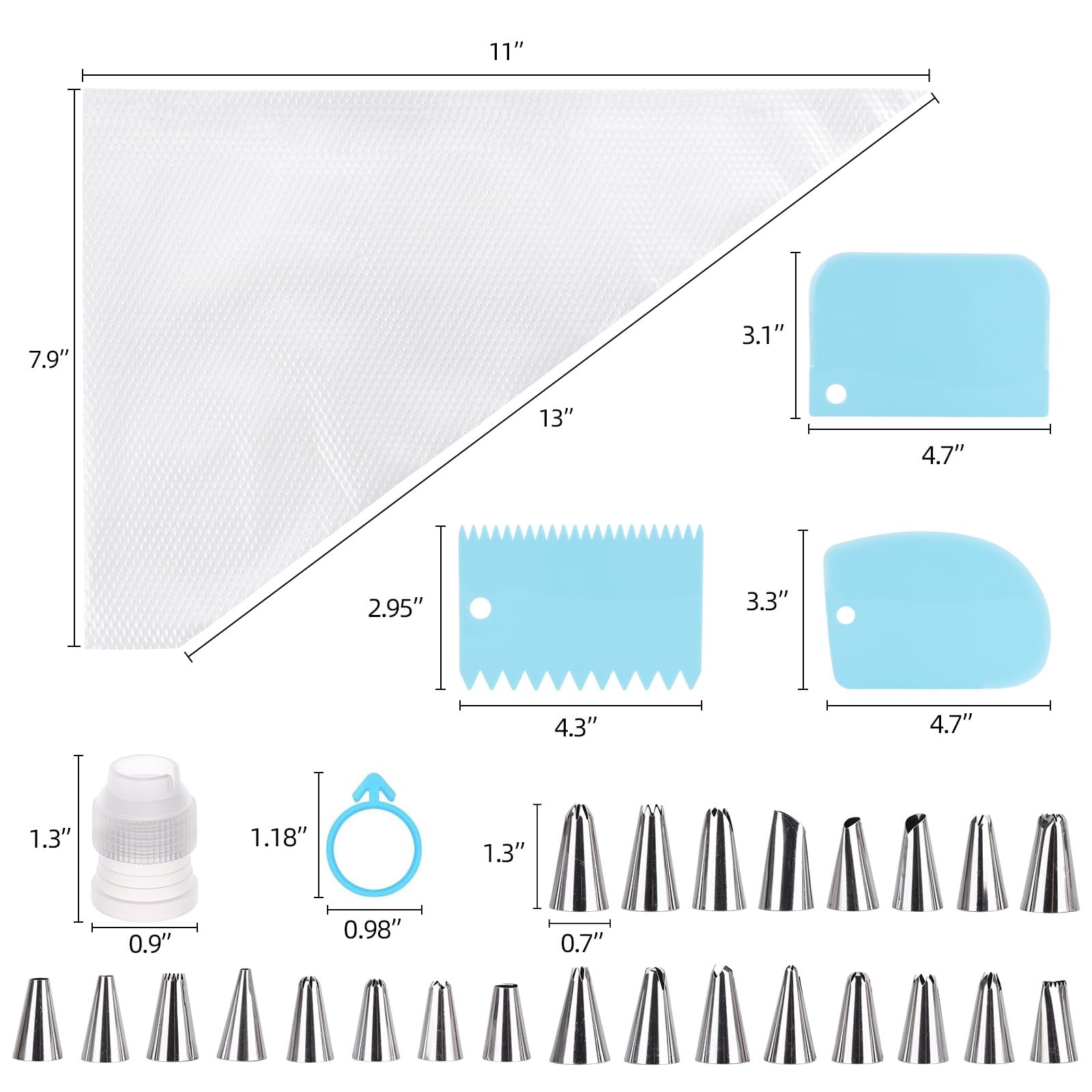 Kit de decoración de pasteles de 231 piezas: 12 pulgadas, 200 bolsas antiestallido y puntas con 24 puntas de glaseado, bolsas de pastelería, raspadores y acopladores para hornear, cupcakes, galletas 3
