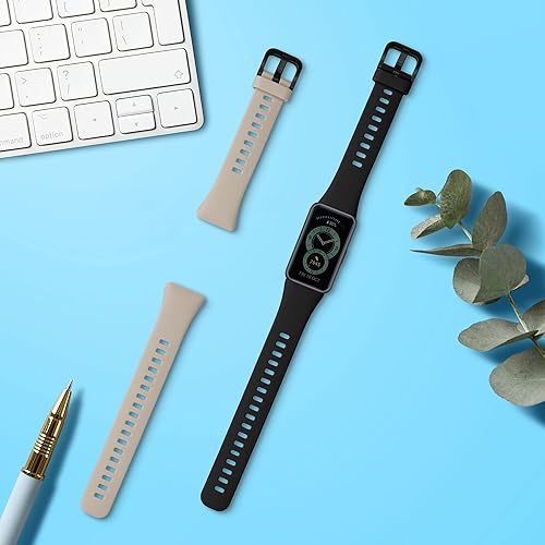Miniatura 2 de kwmobile Straps Compatible with Huawei Band 6 Straps - 2x Replacement Silicone Watch Bands - BlackMoss Green