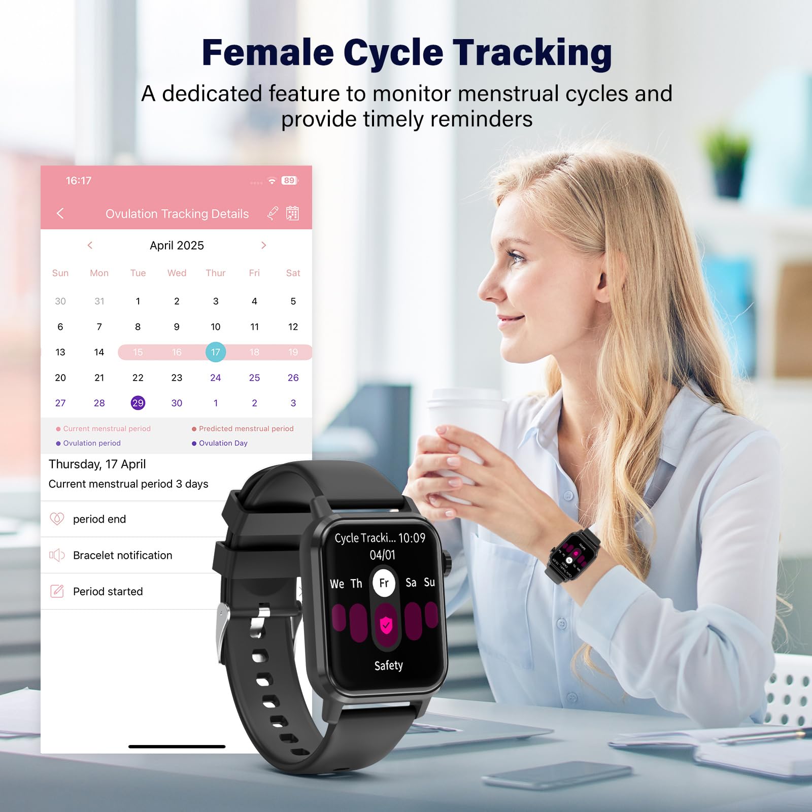 Smart Watch, 1.85" HD Display, 3D Dynamic Dial, 60Hz High Refresh, Bluetooth Calling, LED Flashlight, 100+ Sports Modes (Black)