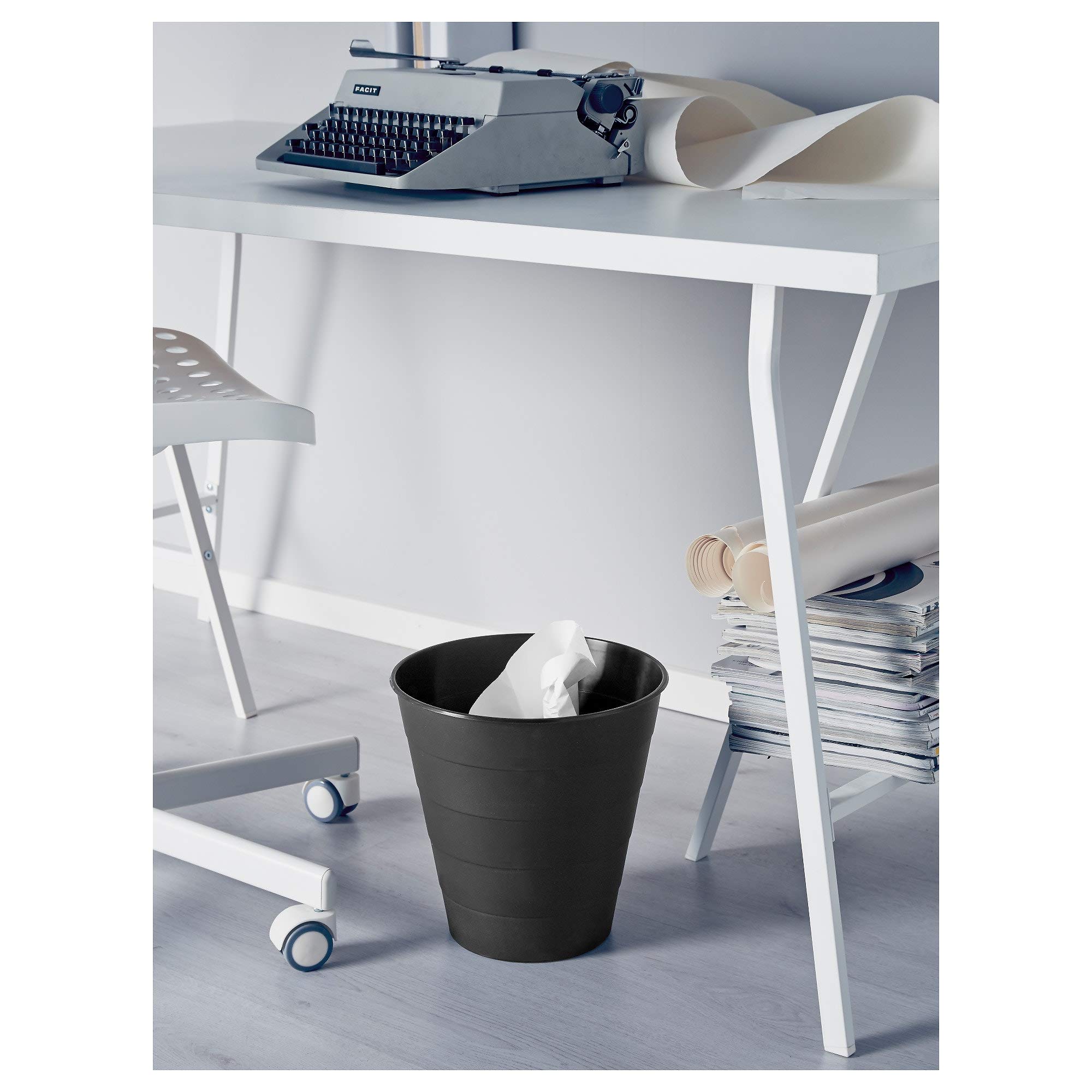 Ikea FNISS Plastic Open-Top Waste bin, Black, 10 L (3 Gallon) 1