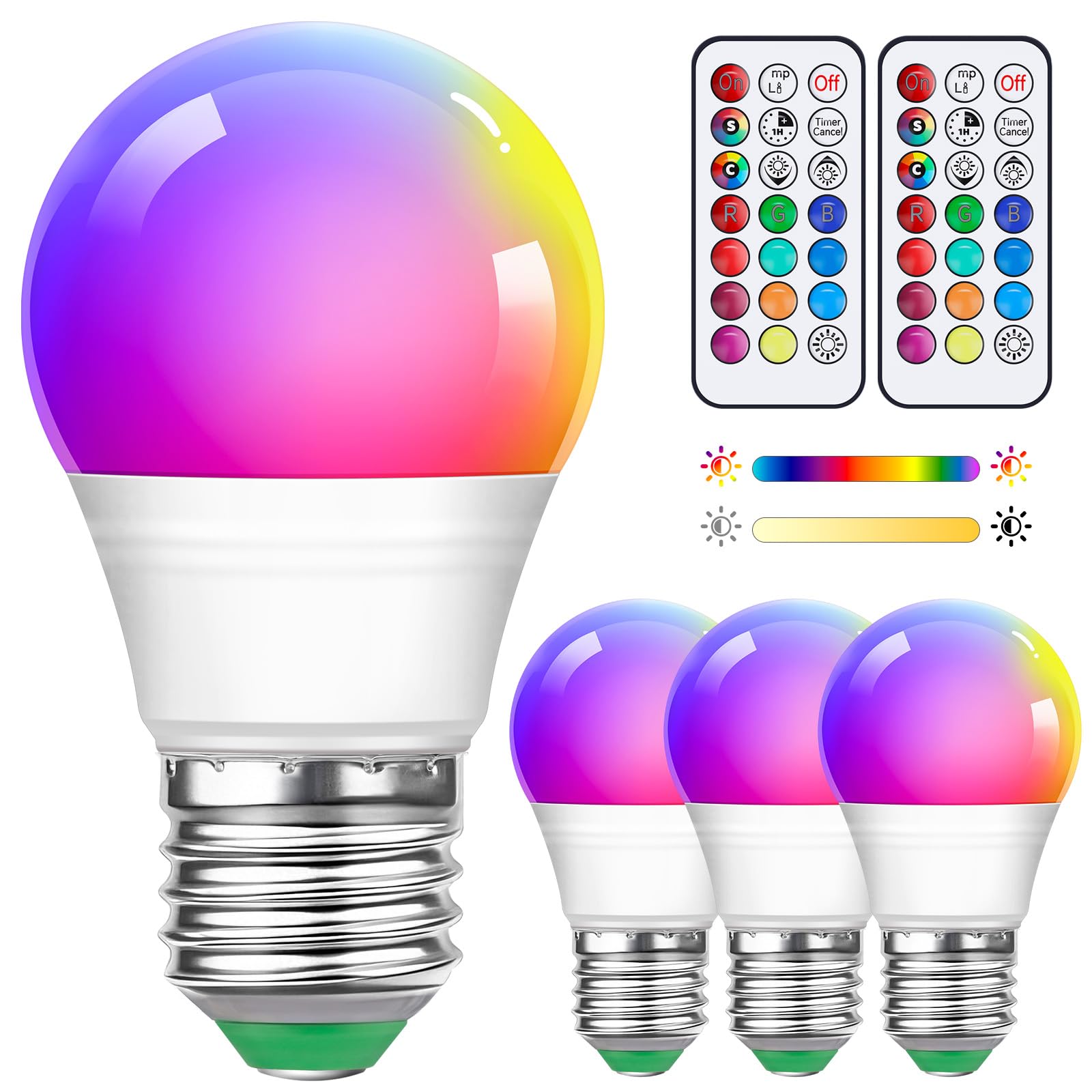 4 Stück 5W A50 Dimmbare Mehrfarbige Edison LED Lampe Mit Fernbedienung, E27 Schraubsockel, Farbwechselbirne, RGB+warmweiß, Energiesparbirne, Geeignet Für Alltagsbeleuchtung Und Stimmungsbeleuchtung