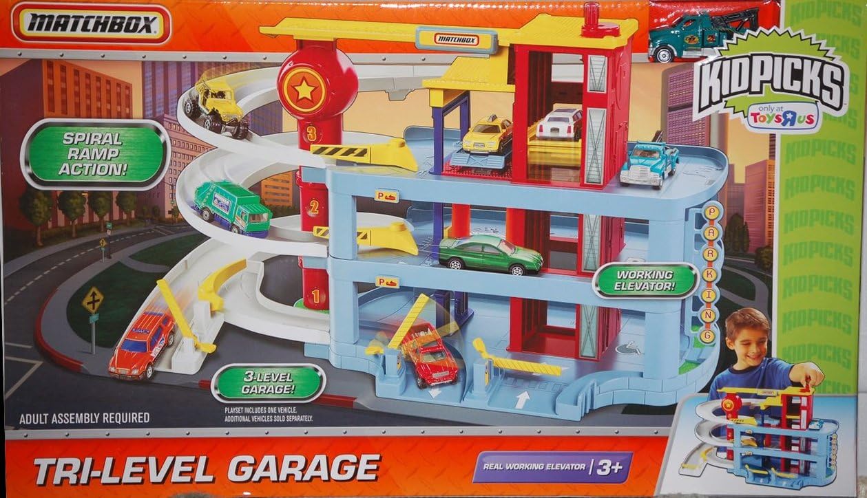 Matchbox Tri-Level Garage PlaySet w/ 1:64 Scale Die Cast Car
