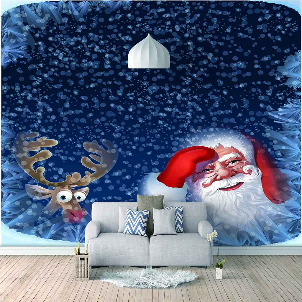 Toile adhésive Noël 3D de 300x210 cm pour la décoration murale du salon