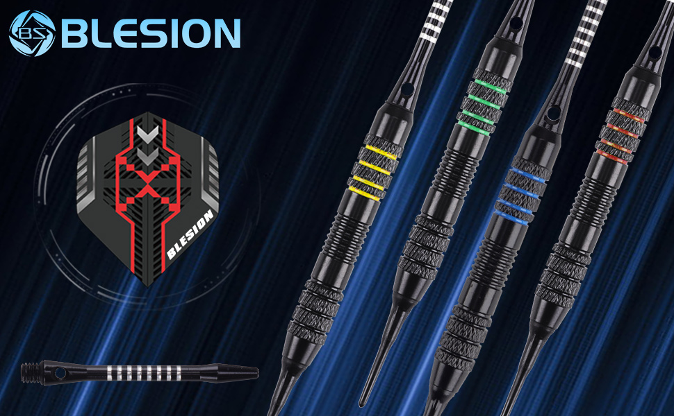 Set Freccette Professionali BLESION | 12 Freccette Punta Morbida 18g | Con 50 Punte E 20 Anelli - Foto 7