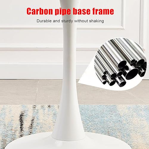 Miniatura 4 de HM&DX Mesa de comedor redonda con parte superior de mármol sintético y base de pedestal, moderna mesa de ocio para bar, mesa auxiliar de espacio