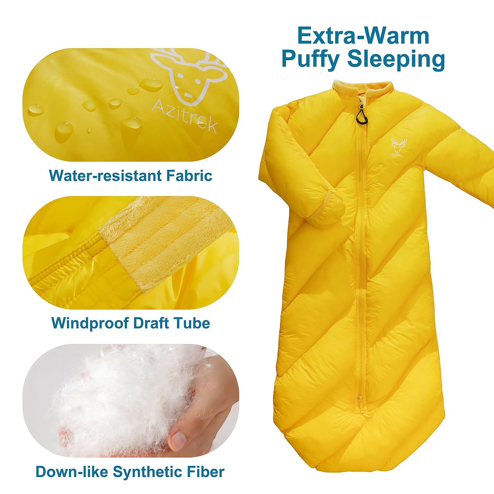 T40 Kleinkind-Schlafsäcke für Jungen und Mädchen, Alter 2–4 Jahre, Puffy Kinder-Schlafsack, Camping, Übernachtungen, bis zu 116,8 cm, leicht, kompakt, Komfort für drinnen und draußen,