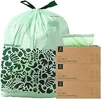 Vista 9 de Bolsas de basura compostables* Cleanomic con cordón (13 galones, 25 unidades, altas), certificadas BPI para compost de cocina