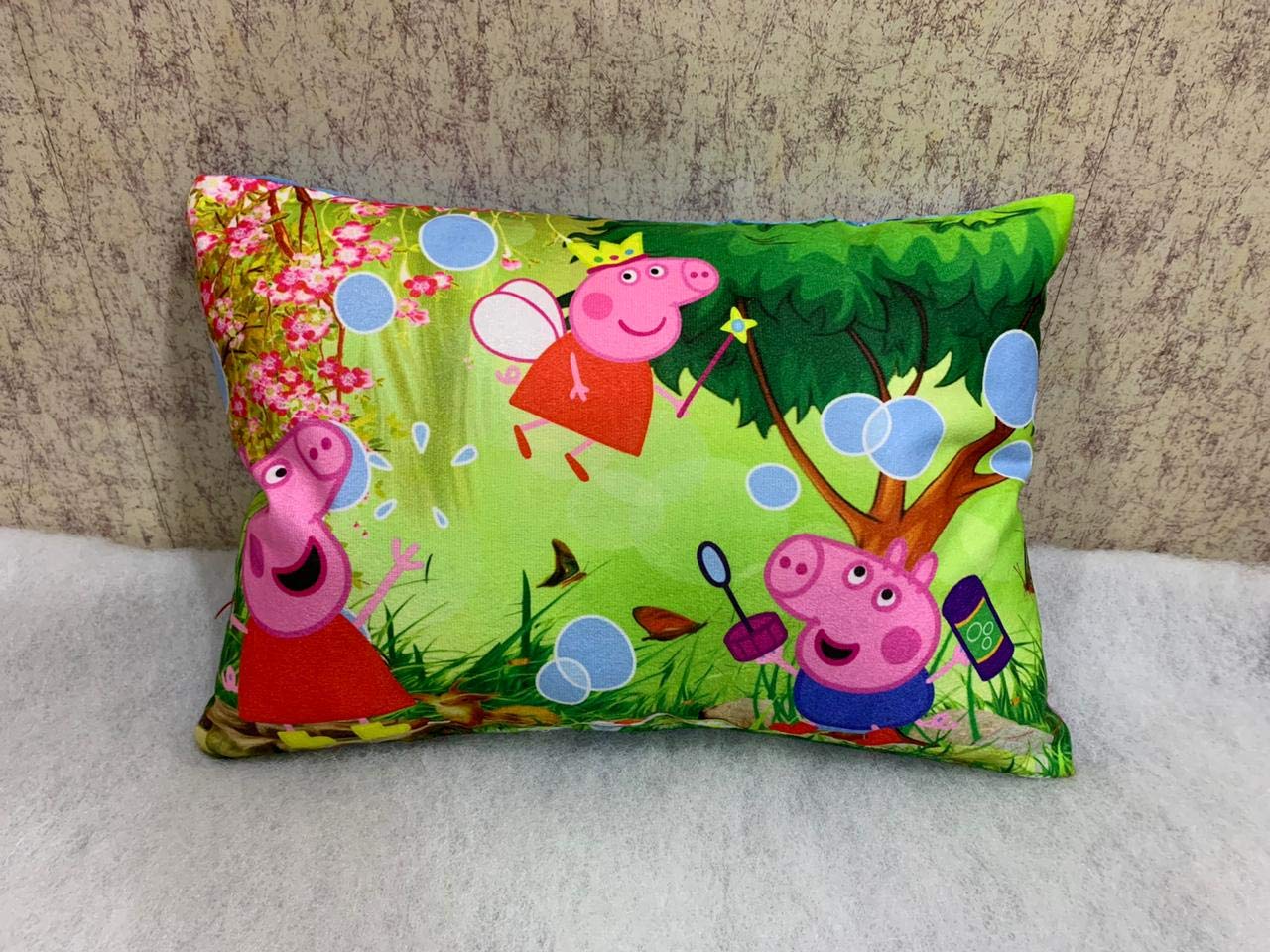 NISHOMES Velvet Kids Pig Cartoon Printed Pillow Size 12X18 Inches Multicolor (Pepa-1)