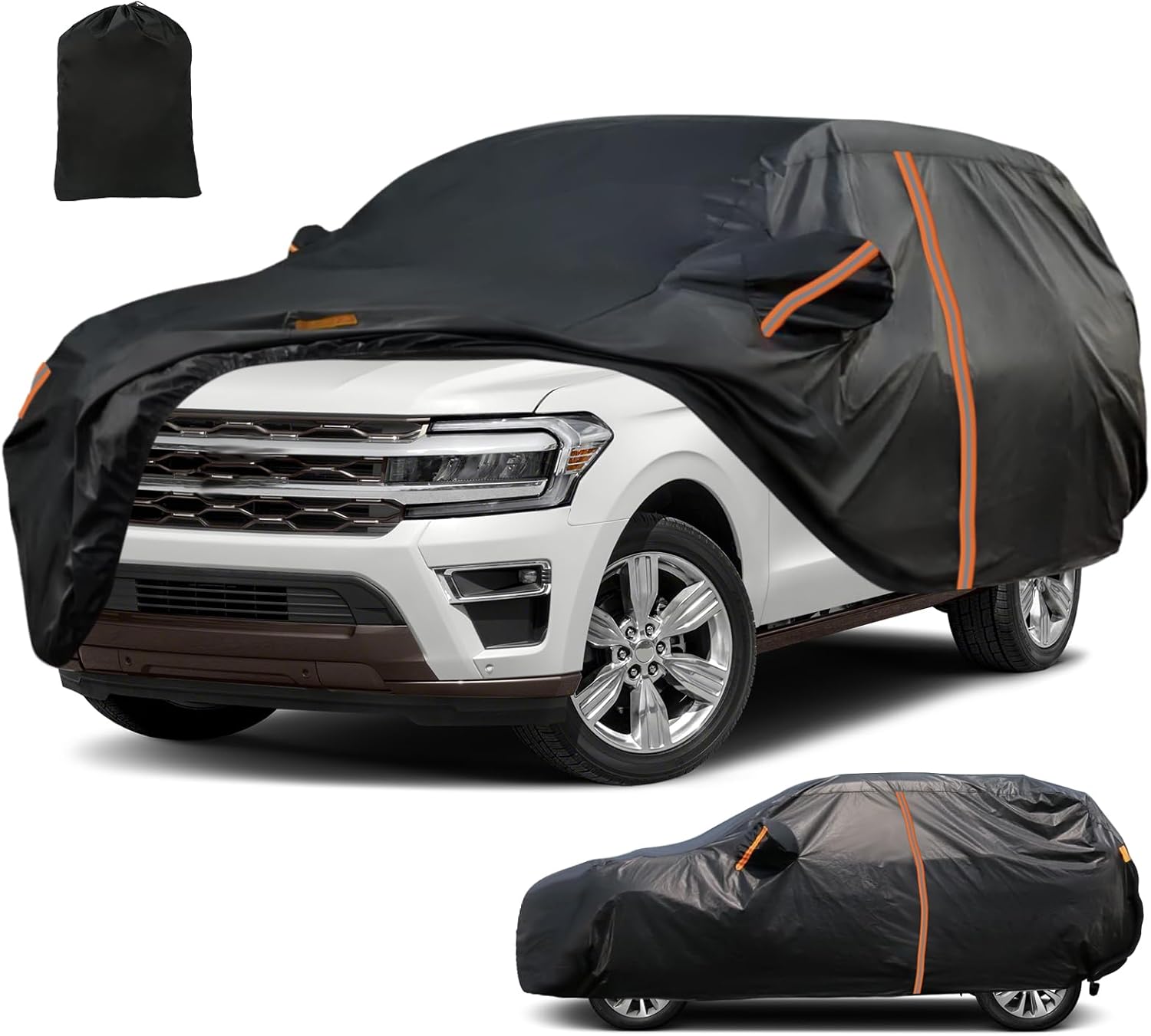 Waterproof SUV Car Cover for Ford Expedition 2002–2024 2025, Custom Fit All-Weather Outdoor Full Car Cover with Zipper Door, Windproof Straps & Reflective Strips for Snow, Rain, Dust & UV Protect