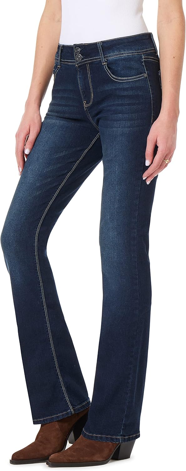 WallFlower Women's Luscious Curvy Bootcut Mid-Rise Insta Stretch Juniors Jeans (Standard and Plus)