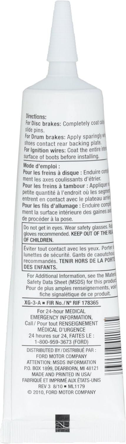 Ford Genuine Ford Fluid XG-3-A Silicone Brake Caliper Grease and Dielectric Compound - 3 oz. (Pack of 2)