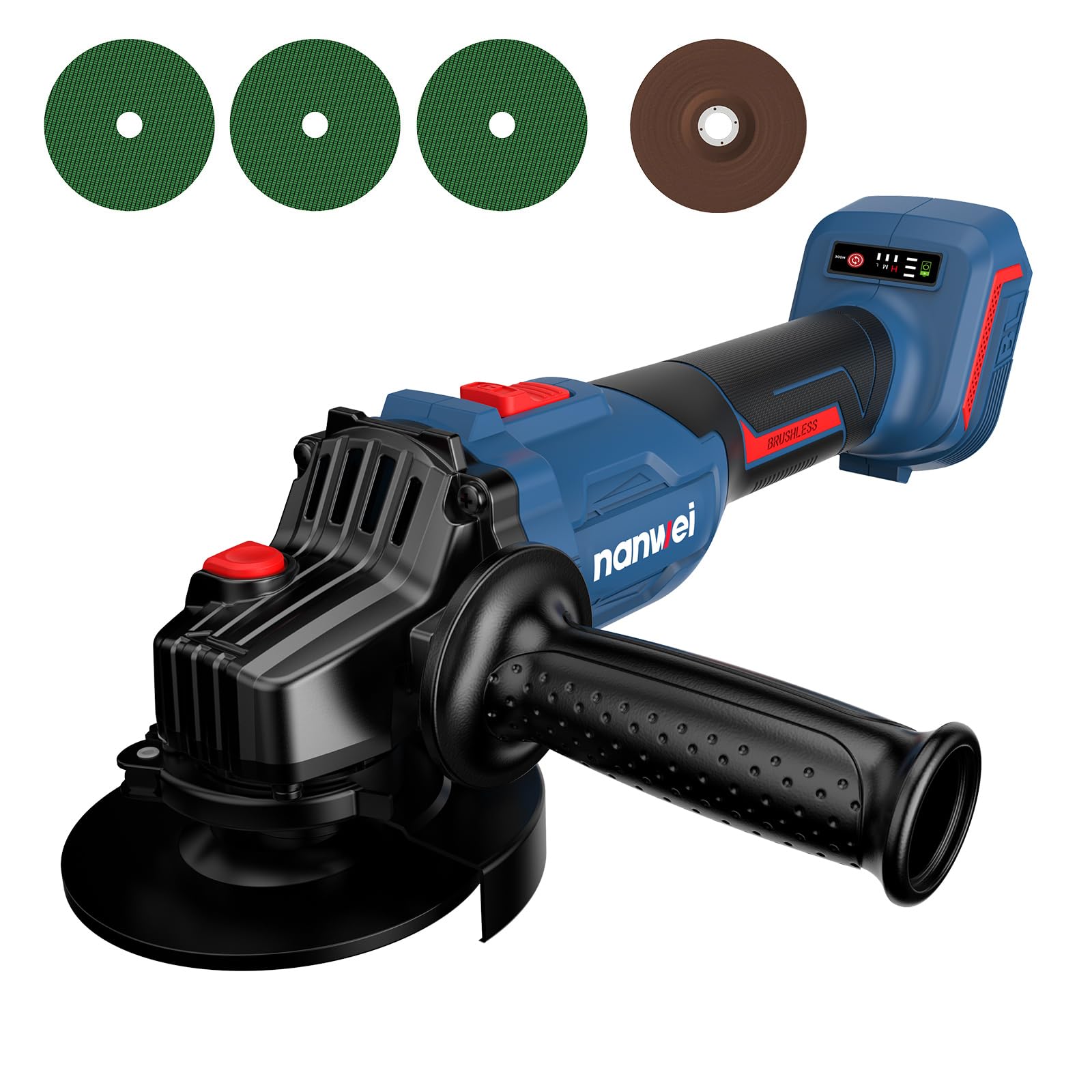 NANWEI Akumulatorowa szlifierka kątowa, kompatybilna z akumulatorem Makita 18 V, bezszczotkowa szlifierka kątowa 125 mm (bez baterii lub ładowarki)