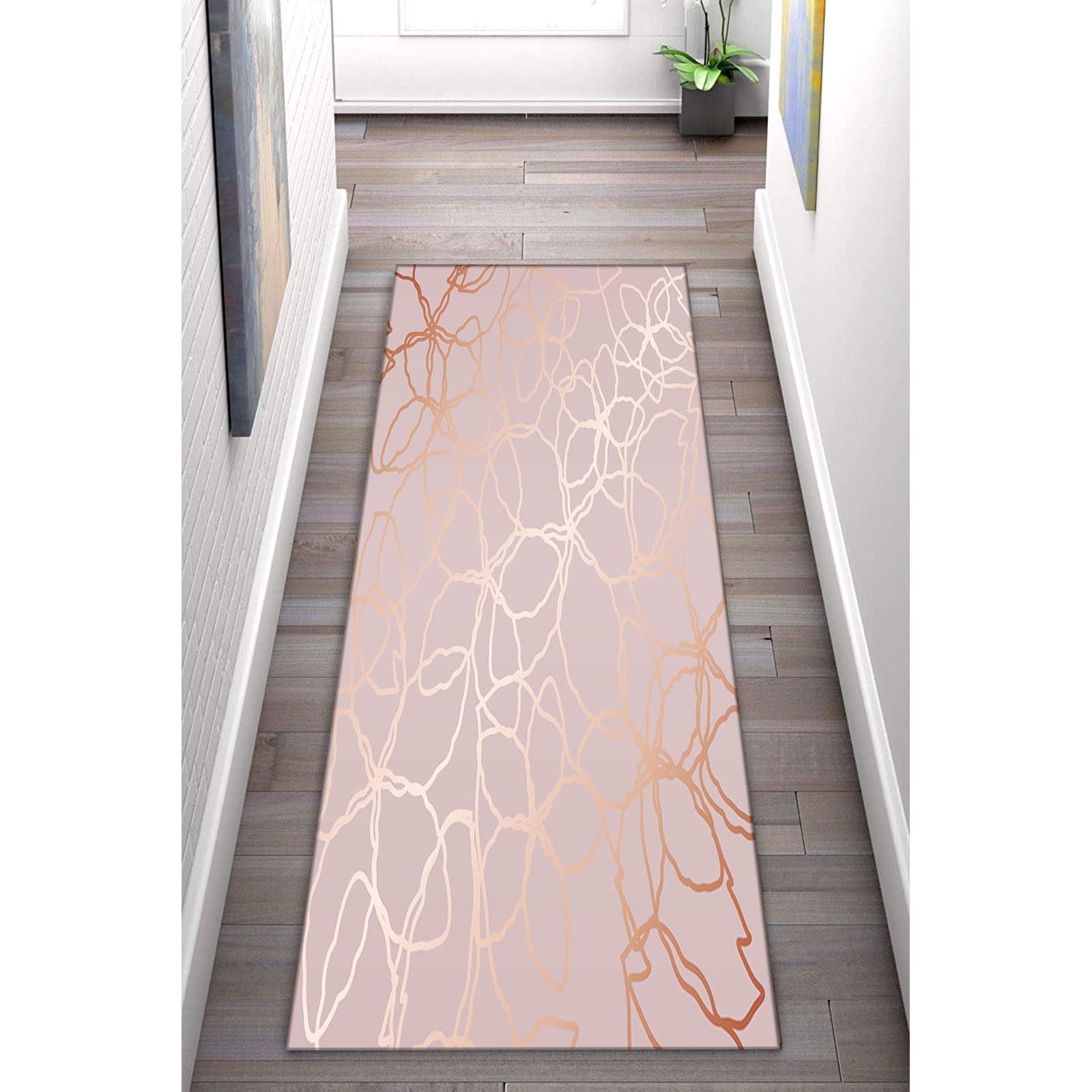 Tapis de couloir et de cuisine floral 3D lavable et moderne