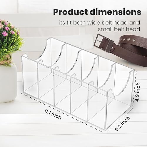 Miniatura 2 de Organizador de cinturón de acrílico transparente con 5 compartimentos, almacenamiento versátil de armario y soporte para cinturones, corbatas y