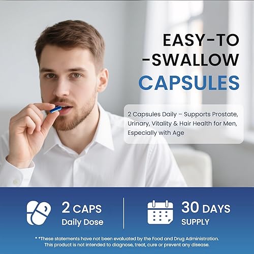 Miniatura 8 de Saw Palmetto - Suplemento para la salud de la próstata para hombres, bloqueador de DHT con taurina y licopeno, flujo urinario y alivio de la vejiga,