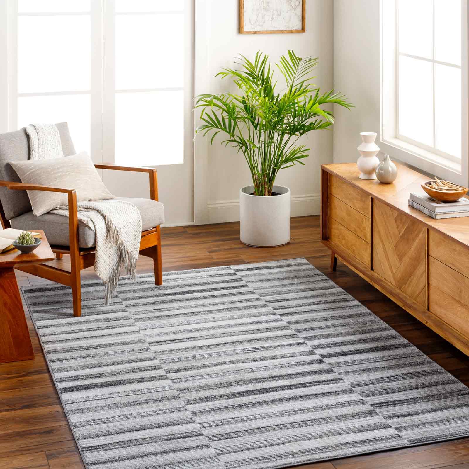 Livabliss JONTHAN Scandi Modern Black Area Rug - 160 x 213 cm - Polypropylene/Polyester - Kid & Pet Friendly