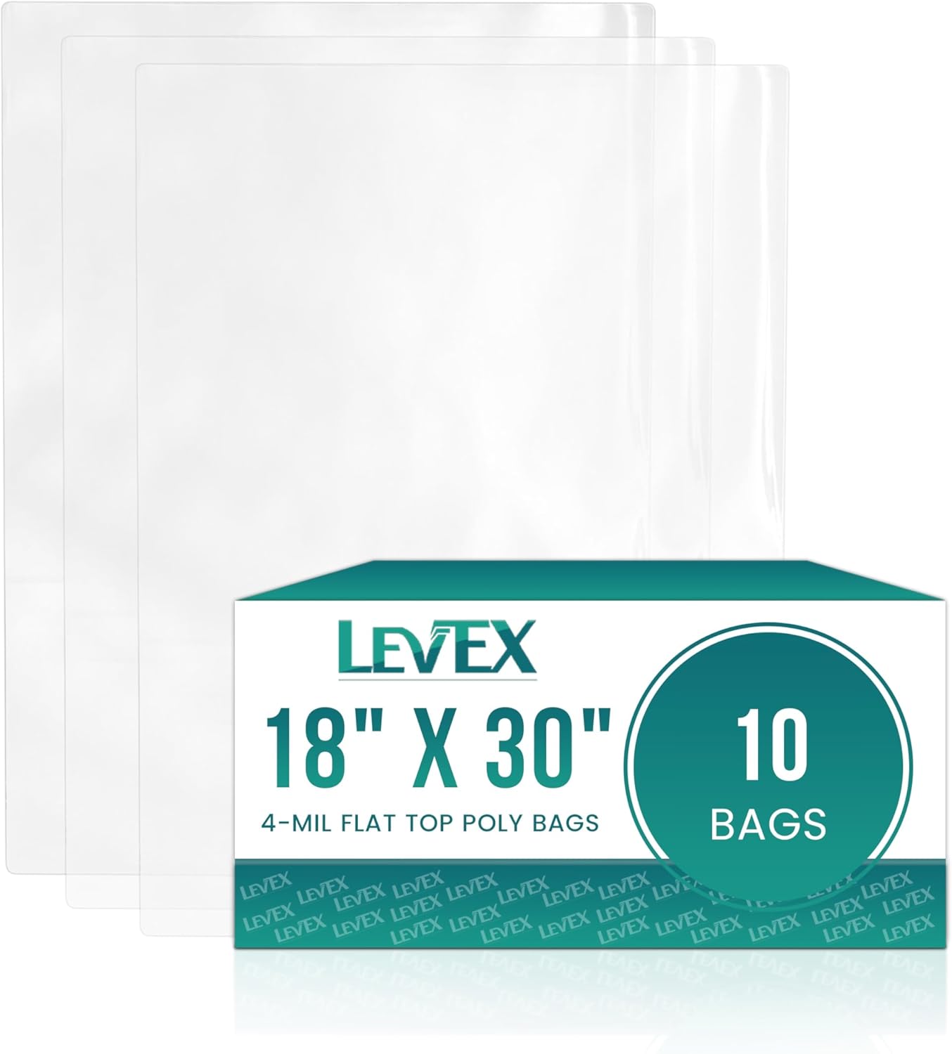Levex - 18" x 24" (100 Count) Open End Flat Top - 4-Mil Super Heavy Duty Clear Poly Bags for Packaging, Shipping, Storage & Food (Bags Do Not Have a Seal or Prints)